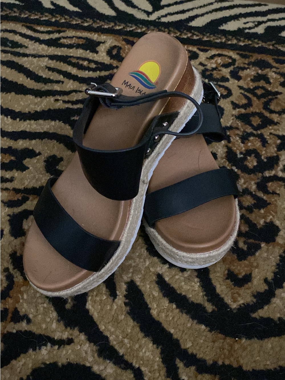 Black Leather Platform Sandals
